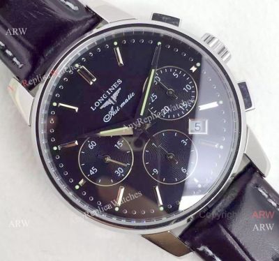 Swiss 7750 Longines Automatic Black Face Mens Watch